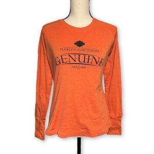 Harley Davidson Orange Long Sleeve Top